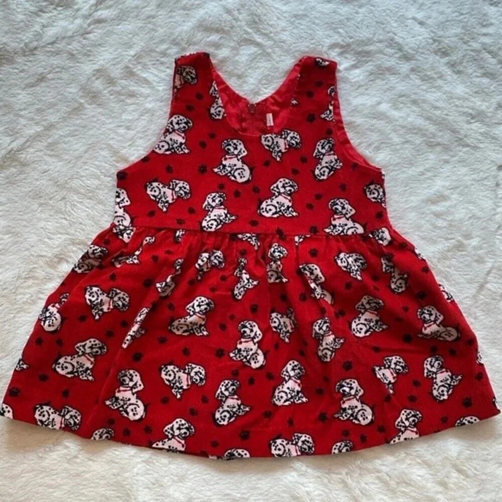 Handmade, Dalmatian Dog Dress, Corduroy,‎ Red